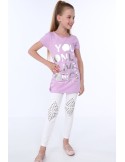 Tricou fete cu inscription argintie, mov NDZ8243 - Magazin online - Boutique